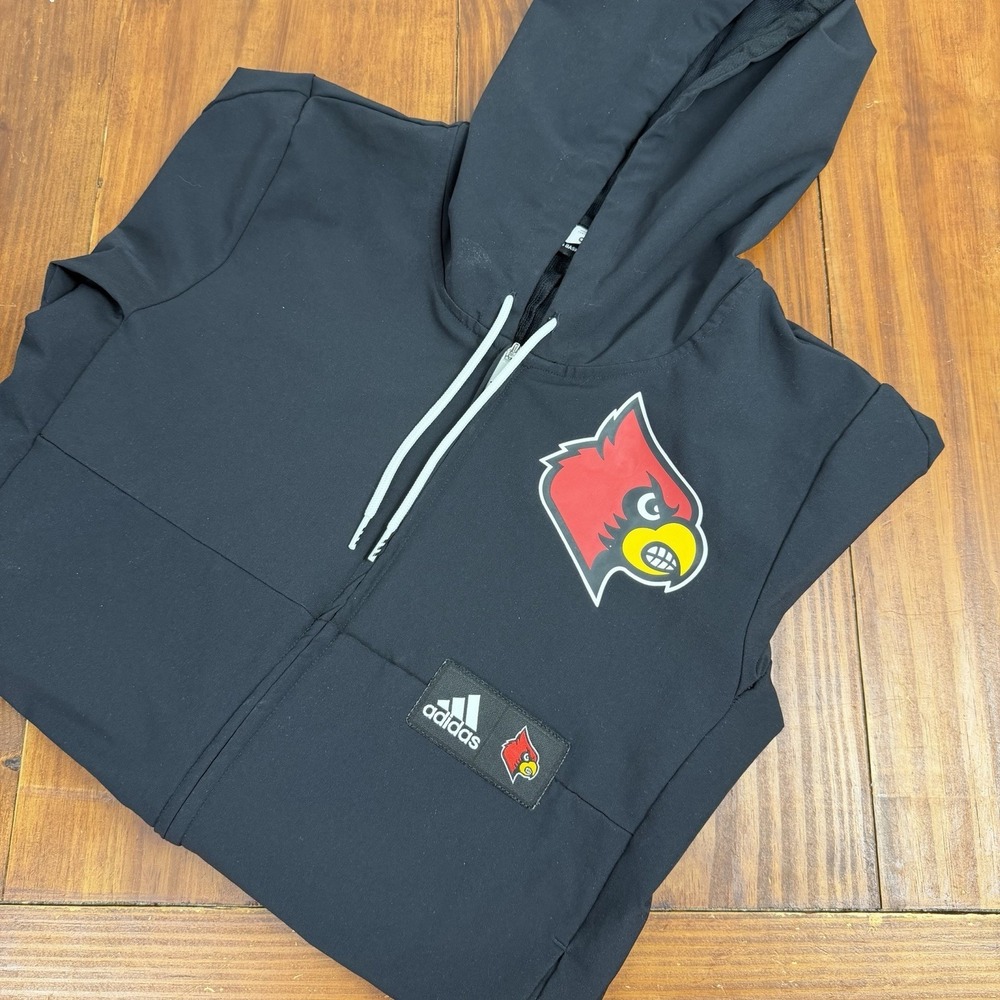 Louisville Cardinals Adidas Basketball Team Issued Full Zip Warm Up Size Small